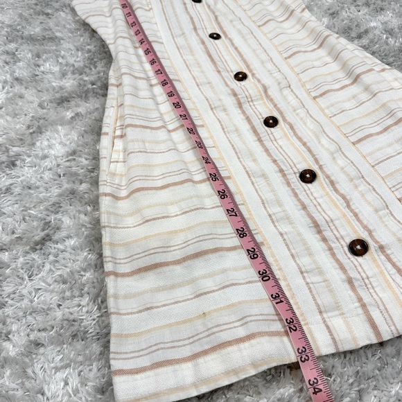 Roxy Sweeter Dreams Striped Cream Summer Mini Dress, Size Small - Picture 7 of 13